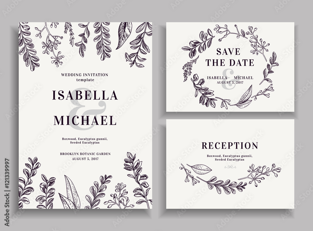 Invitation, save the date, reception card.