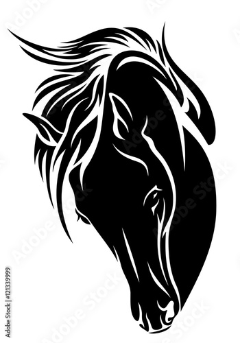 black horse head vector design