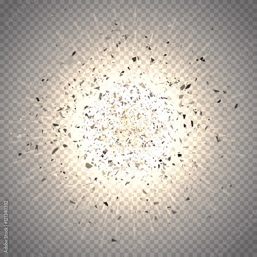Abstract vector explosion. Star explosion with particles isolated on transparent background.