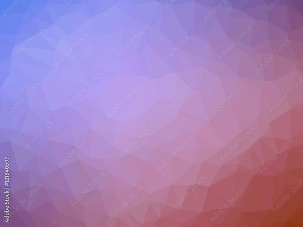 Abstract red blue gradient low polygon shaped background