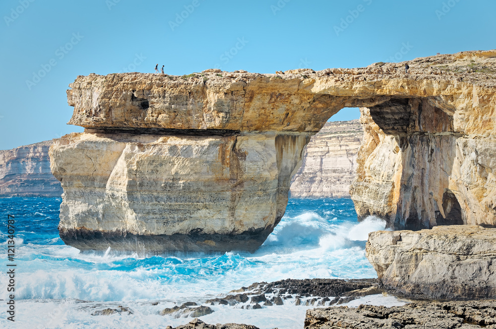 Overview of Azure Window in Gozo, Malta