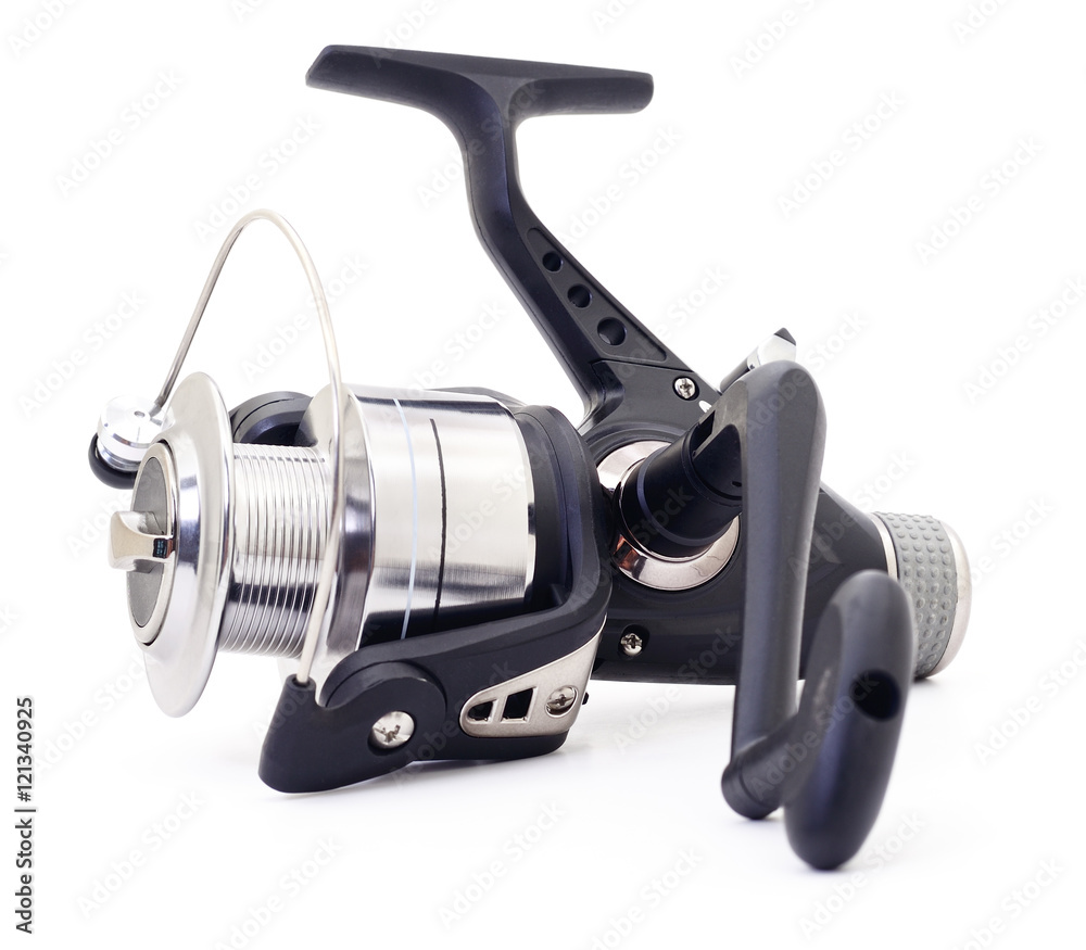 Fishing reel isolated.