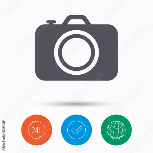 Camera icon. Professional photocamera sign.