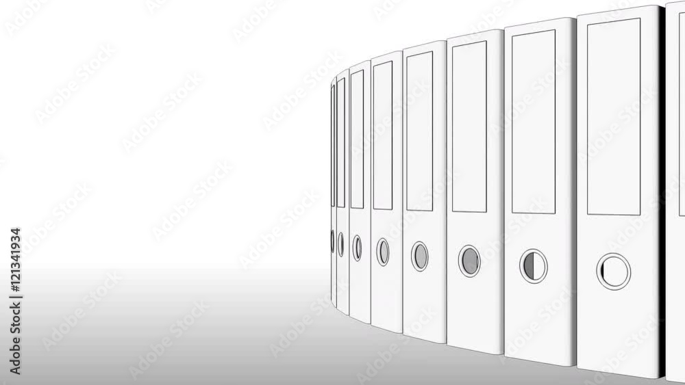 Rotating empty office binders. 4K seamless loop able sketchy animation