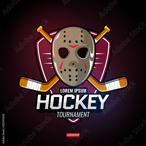 The logos on the theme of sport. Posters, stickers, emblems, logos for hockey. Different frames, objects sports design. Vector hockey emblems.