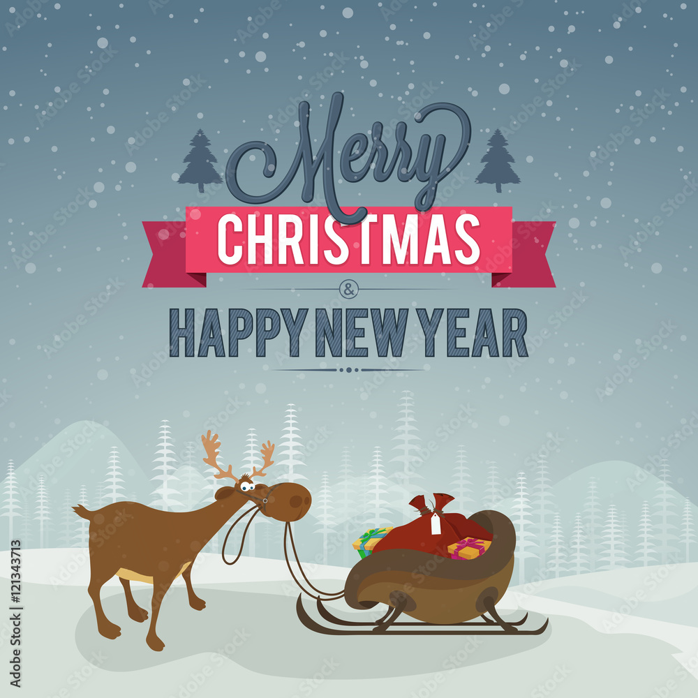 Greeting Card for Christmas and New Year celebration.