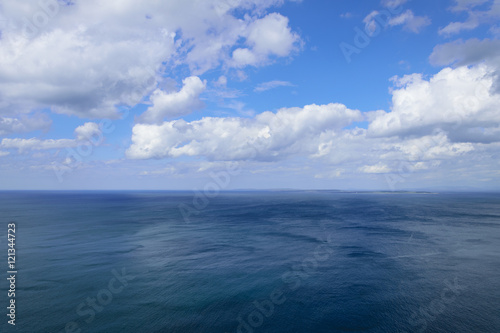 Atlantic ocean and blue cloudy sky, Aran islands