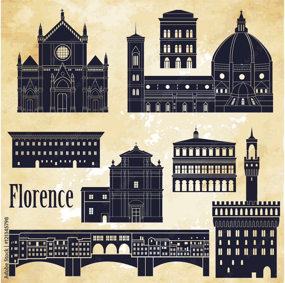 Obraz Florence skyline silhouette. Vector illustration