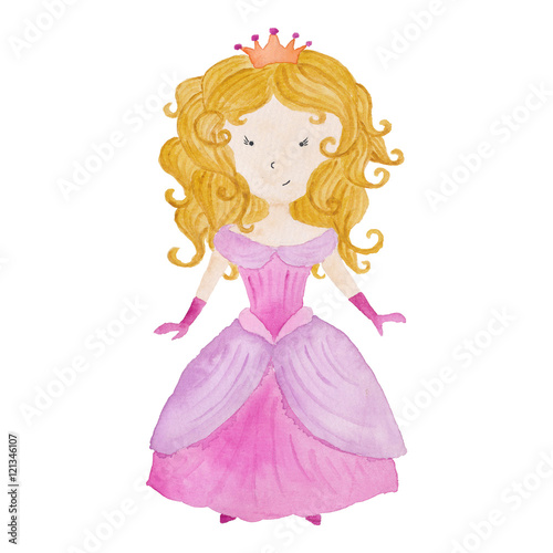 Princess Set Fairy watercolor Illustration Isolated on the white 