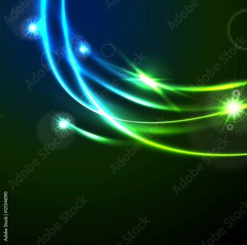 Glow flash neon vector waves shiny template design