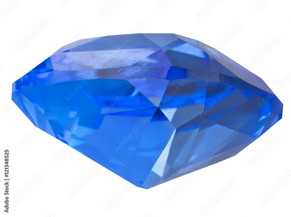blue transparent sapphire side view on white blue transparent sapphire side view on white
