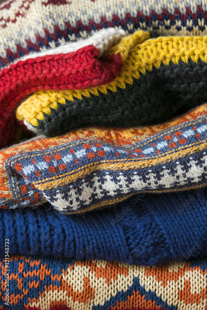 colorful knitted texture with patterns