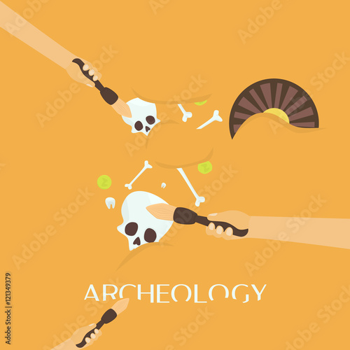Archeology science. Ancient fossils. Discovering a jug, treasure hunters  artifacts.