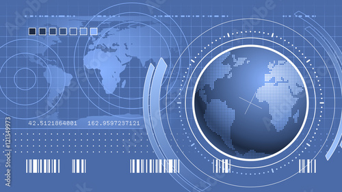 World Infographical Interface. Vector CG background designed in techno/military/science style.