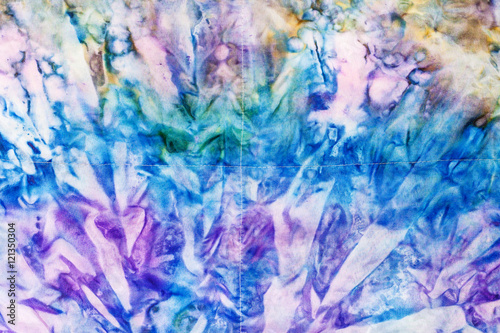 abstract blue and violet colored stitched batik