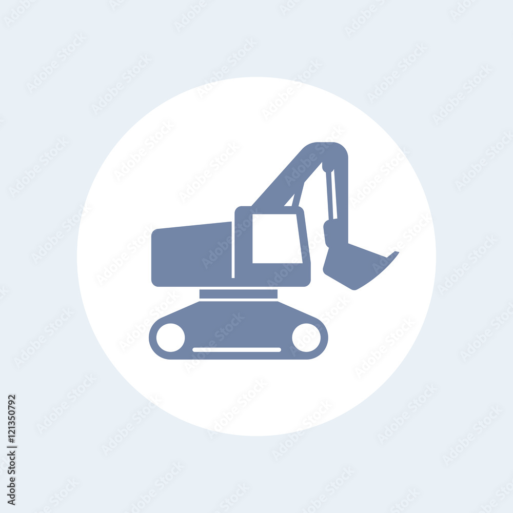 excavator icon isolated on white, vector illustration excavator icon isolated on white, vector illustration