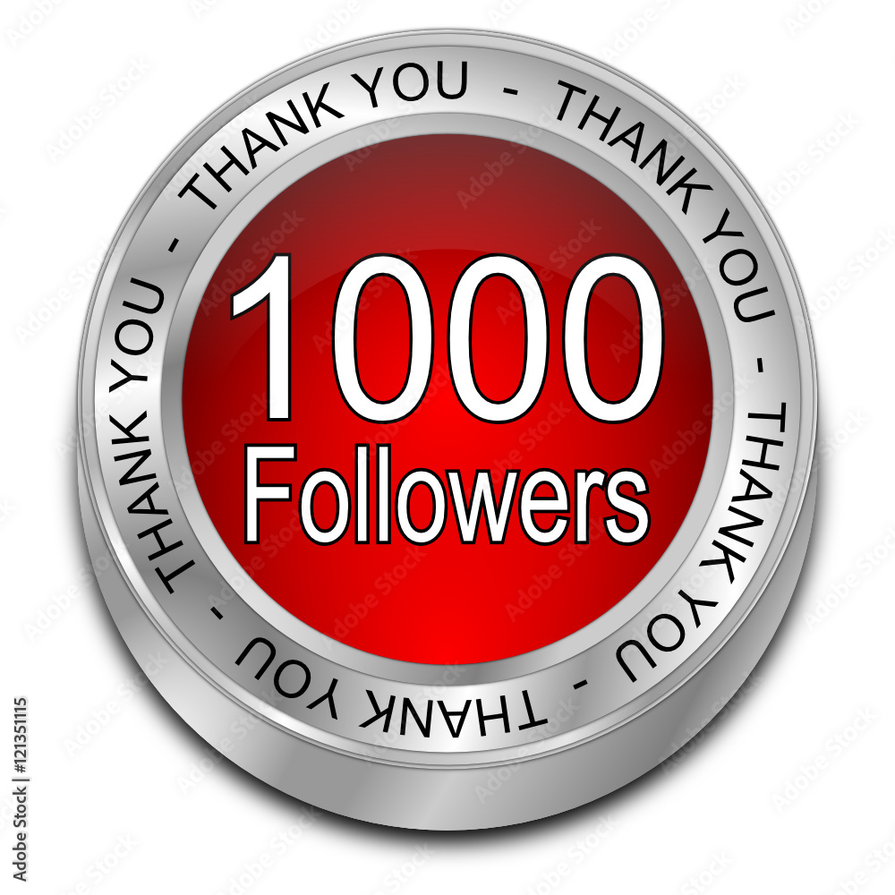 1000 Followers Thank you - 3D illustration