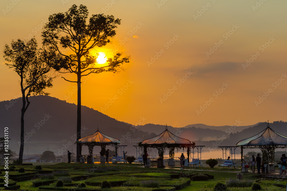 Golden sunset at Silver Lake Pattaya