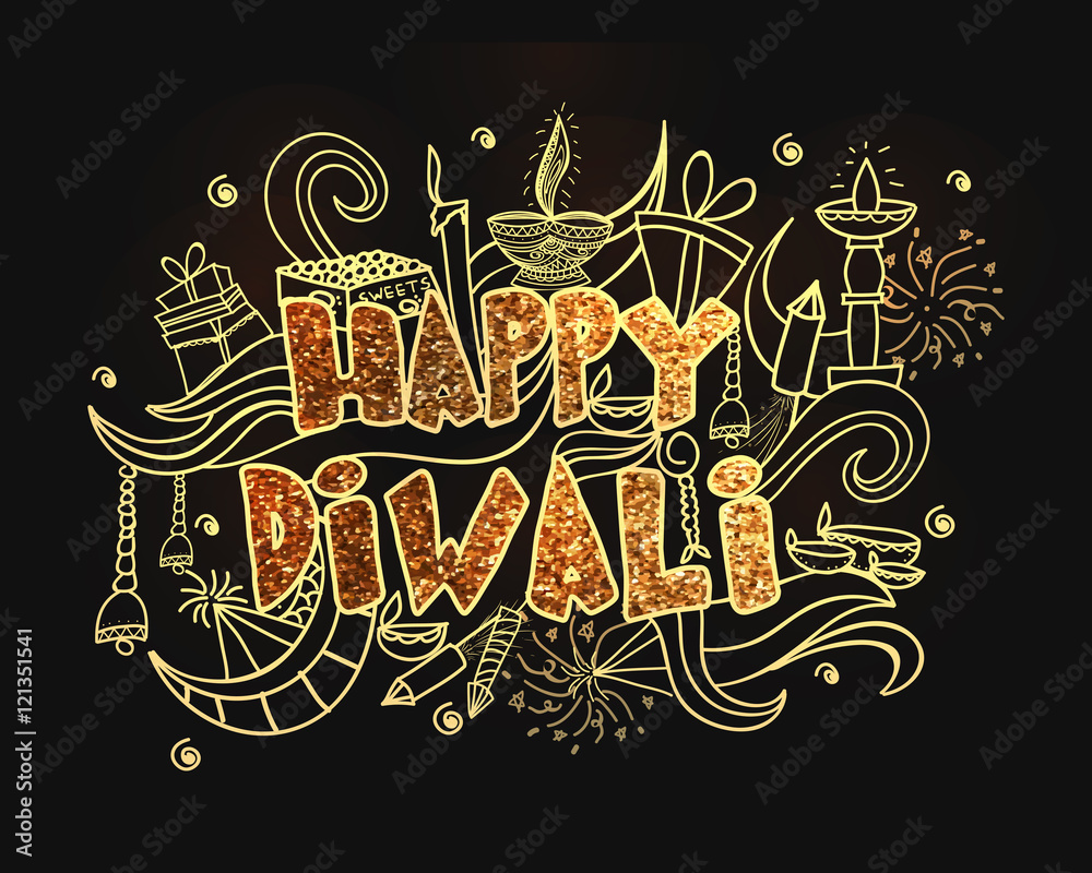 Glossy Text for Happy Diwali.