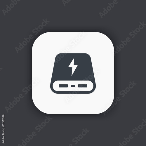 power bank icon, portable charging device, vector illustration