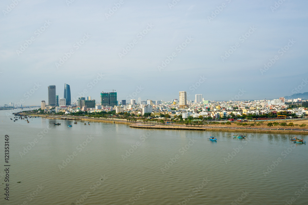 High view of Da Nang city inVietnam High view of Da Nang city inVietnam