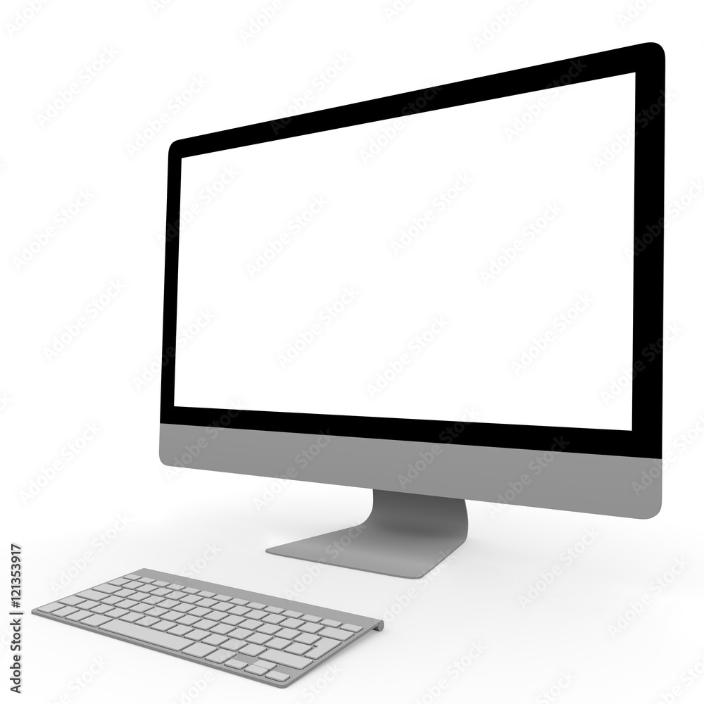 desktop computer with wireless keyboard right side view desktop computer with wireless keyboard right side view