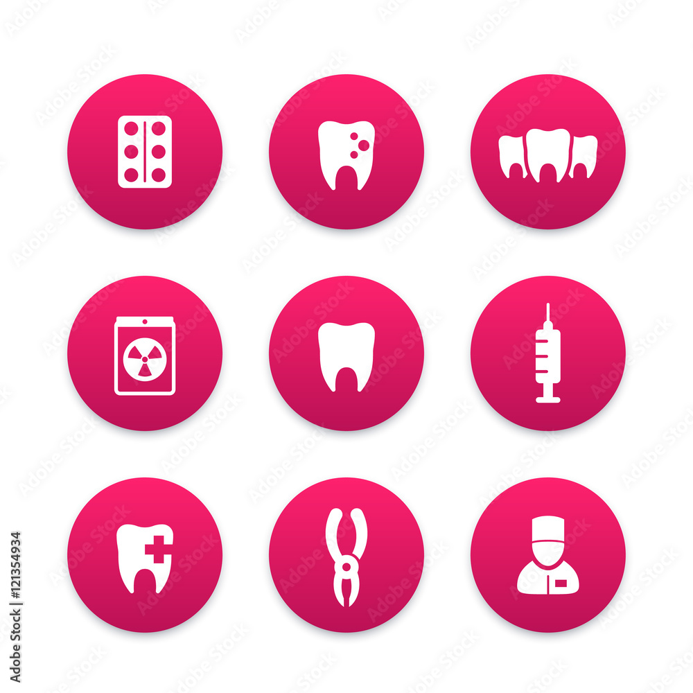 Teeth icons set, stomatology, dental clinic, dentist