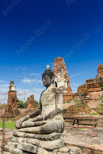 Buddha statue, Ayutthaya temple ruins, Wat Maha That