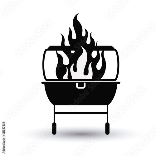 bbq grill menu and flame icon. Steak house food and restaurant theme. Isolated design. Vector illustration