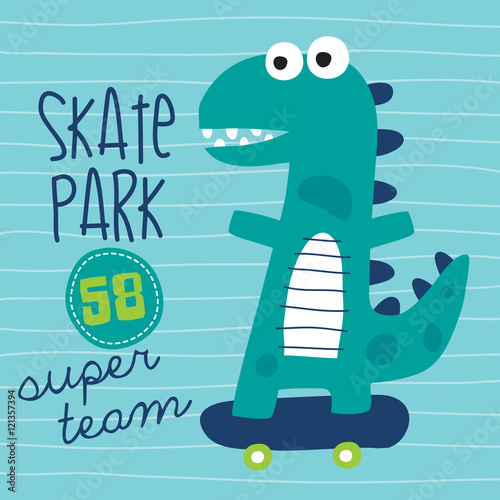Fototapeta Naklejka Na Ścianę i Meble -  cool skater dinosaur character vector illustration