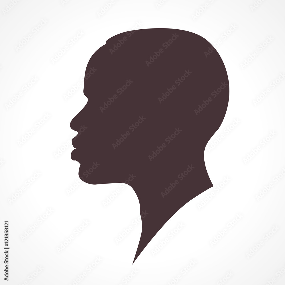 African man face silhouette isolated on white