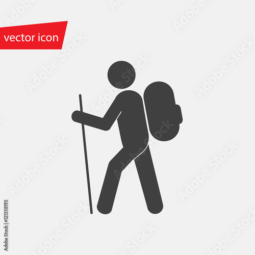 Vector icon of hiker with backpack