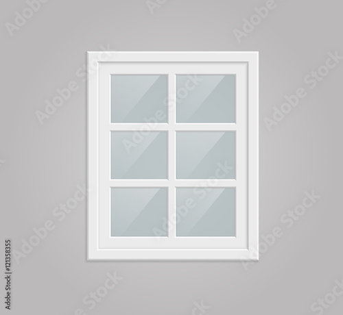 Transparent metal plastic window in gray wall