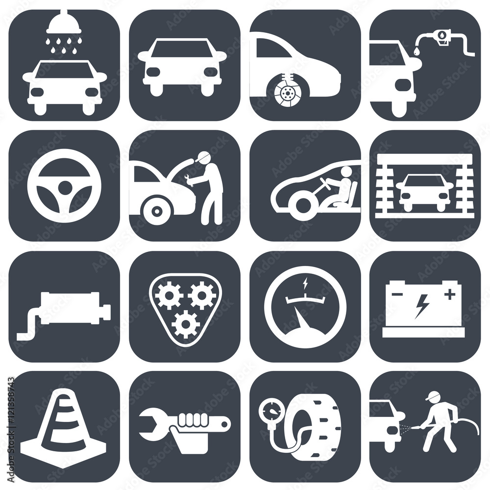 Vector auto mechanic car icons set