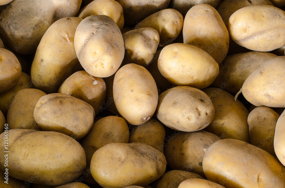 close-up of yellow organic potatoes close-up of yellow organic potatoes
