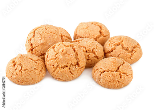 Amaretti cookies on white. Traditional italian biscuits.