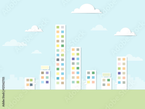 flat paper urban landscape