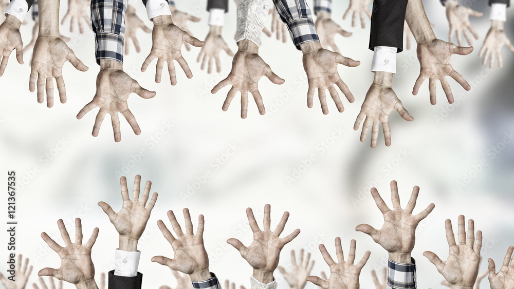 Fototapeta premium Group of people with raised hands