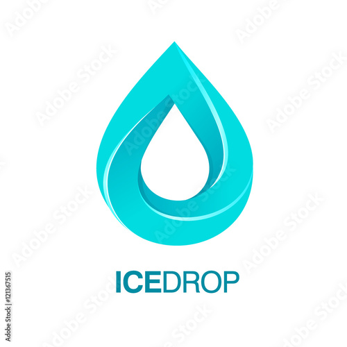Ice drop vector logo template. Recommended for cryotherapy, clean water 