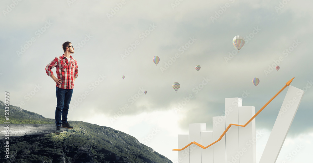 Handsome hipster guy . Mixed media