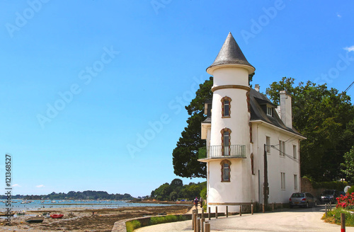 White house on the Gulf of Morbihan, Brittany, France