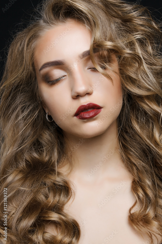 Portrait of beautiful sensual woman with elegant hairstyle. Perf Portrait of beautiful sensual woman with elegant hairstyle. Perf