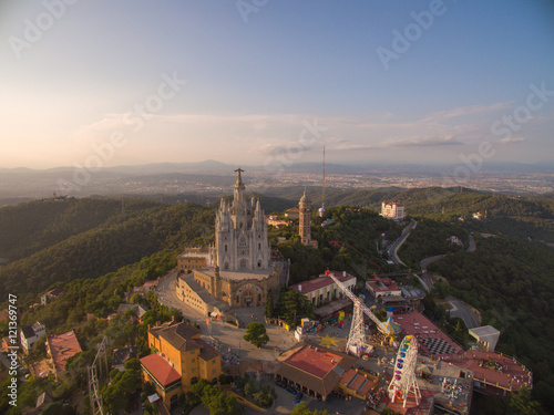 Aerial Tibidabo Barcelona Cathedral