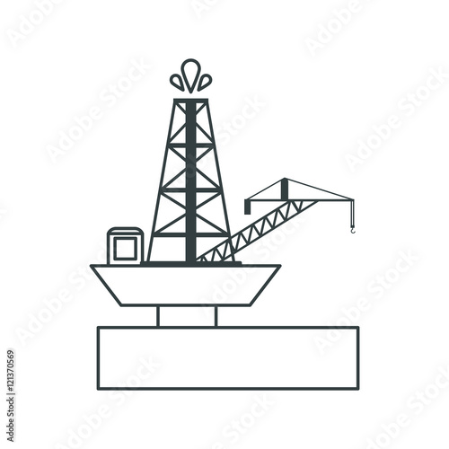 Oil tower and crane icon. Factory and industry theme. Isolated design. Vector illustration