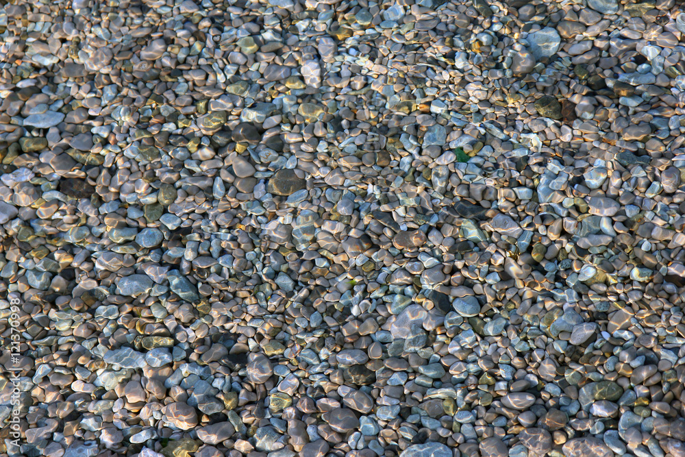 multicolored pebble sea bottom under clear water of Black sea in multicolored pebble sea bottom under clear water of Black sea in