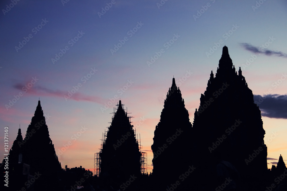 Prambanan Temple architecture silhouette