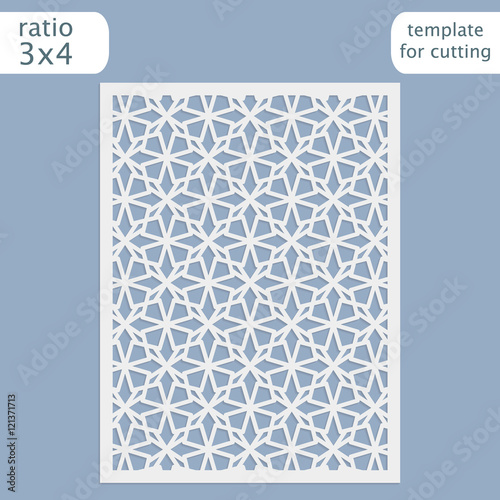 Laser cut wedding invitation card template. Cut out the paper card with lace pattern. Greeting card template for cutting plotter. Vector.