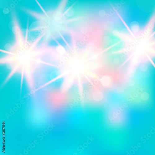 Vector illustration of shiny bright light. Abstract lights on blue background. Useful for your design.