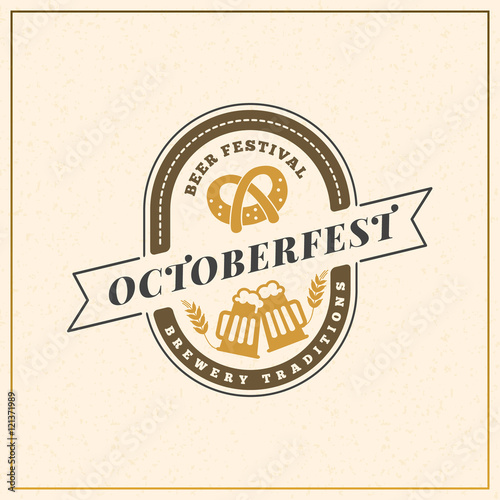 Beer festival Octoberfest celebration. Retro style badge, label, emblem. Vector illustration. Beer label template