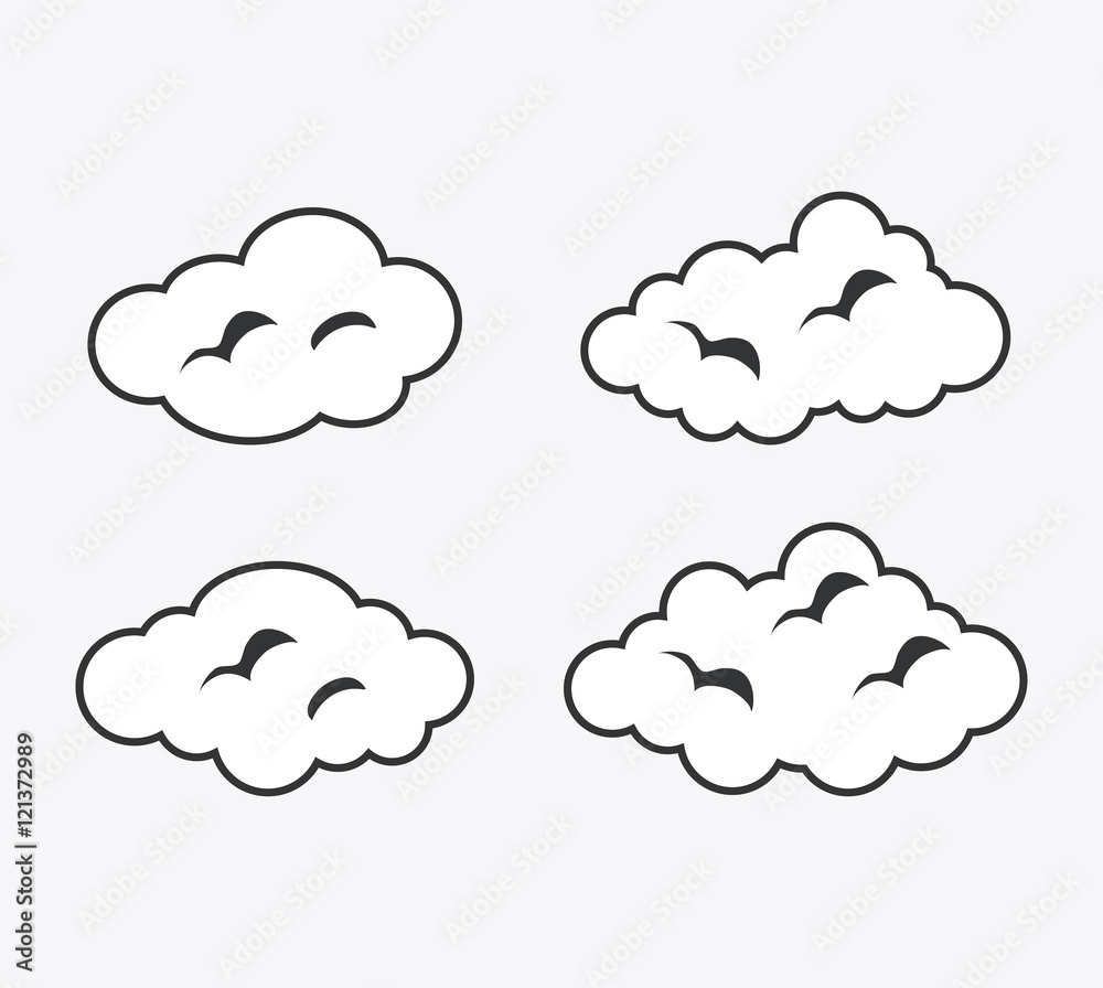 Clouds icon. Weather sky nature and season theme. Isolated design. Vector illustration